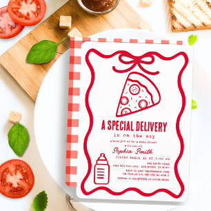 Invitación Entrega Especial Cumpleaños de Bebé Pizza Dibujada