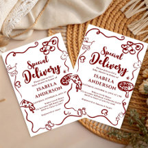 Entrega especial de pizza garabato para baby showe