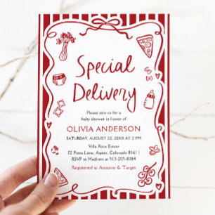Invitación Entrega especial italiana Baby Shower caprichoso
