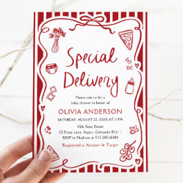 Invitación Entrega especial italiana Baby Shower caprichoso