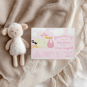 Invitación ¡Entrega Especial! Pink Stork Baby Shower