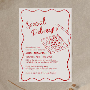 Invitación Entrega Especial Pizza Baby Shower