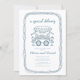 Invitación Entrega especial Pizza doodle bebé chica