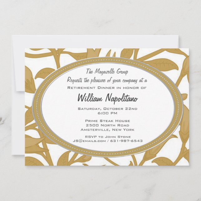 Invitación entrelazada de la cena del retiro (Anverso)