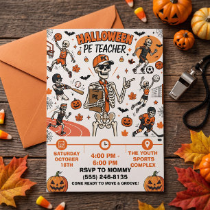 Invitación Entrenador de EF Esqueleto Deportes de Halloween 
