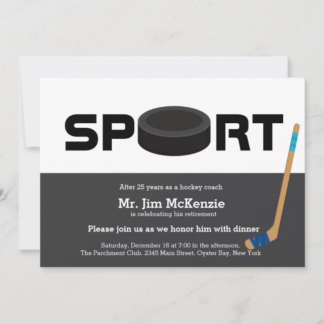 Invitación Entrenador de entrenador de jubilaciones de hockey (Anverso)
