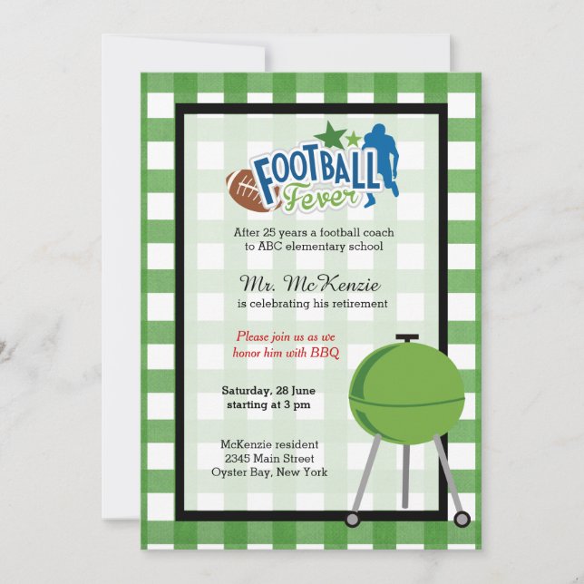 Invitación Entrenador de fútbol jubilatorio (Anverso)