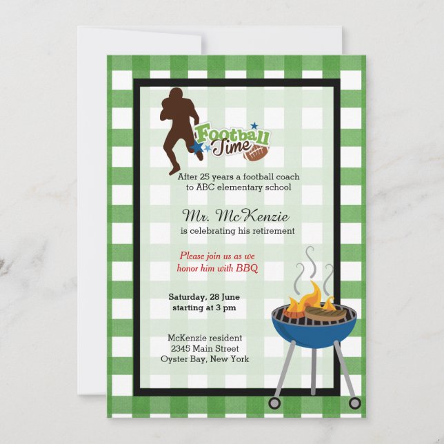 Invitación Entrenador de fútbol jubilatorio (Anverso)