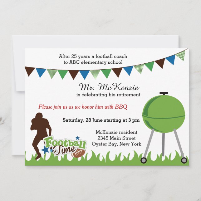 Invitación Entrenador de fútbol jubilatorio (Anverso)