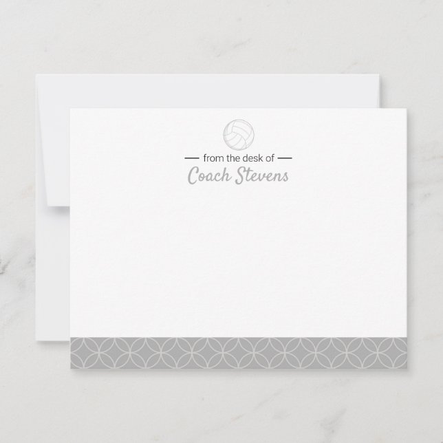 Invitación Entrenador de voleibol Black Gray Mens Stationin (Anverso)