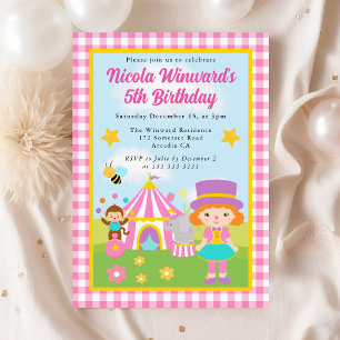 Invitación Entrenadora pelirroja del circo lindo Cumpleaños d