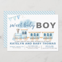 Invitación Entrenar Baby Shower Invitation Boy Transportation