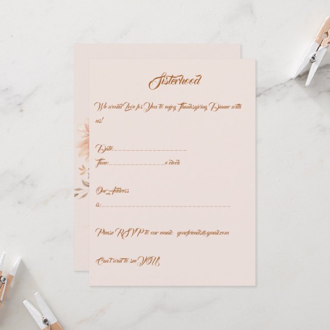 Invitación Entretenimiento de Acción de Gracias Elegante Pers (Anverso/Reverso In Situ)