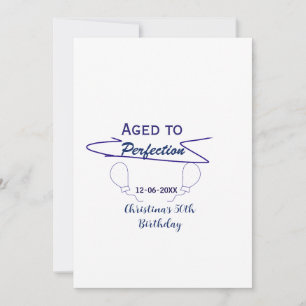 Invitación envejecido a la perfección 50 cumpleaños globo azu
