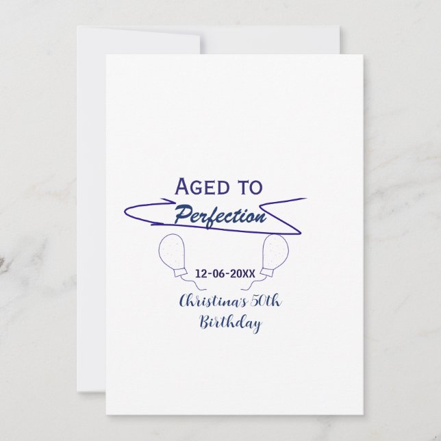 Invitación envejecido a la perfección 50 cumpleaños globo azu (Anverso)