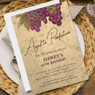 Invitación Envejecido a la Perfección Cumpleaños 60, Vino Ele