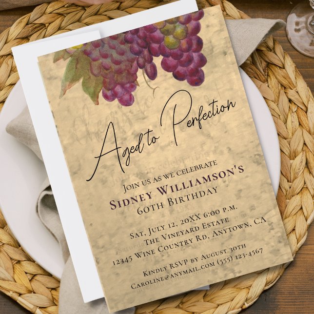 Invitación Envejecido a la Perfección Cumpleaños 60, Vino Ele (Subido por el creador)