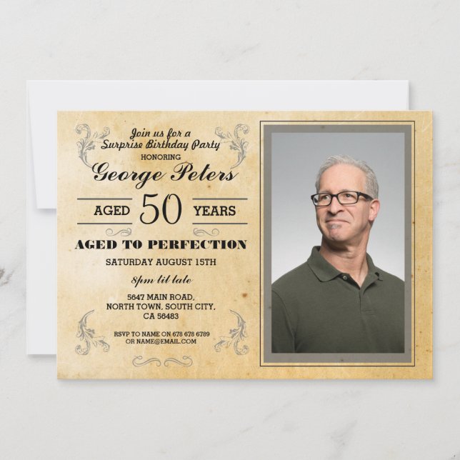 Invitación Envejecido a la perfección Cumpleaños Hombres Foto (Anverso)