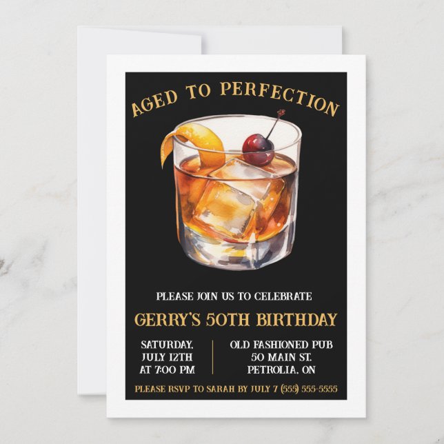 Invitación Envejecido a la Perfección, Fiesta de Cumpleaños c (Anverso)