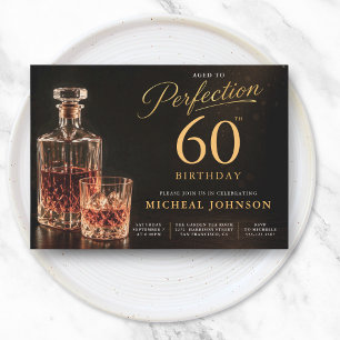 Invitación Envejecido a la Perfección Oro Cumpleaños Negro 60