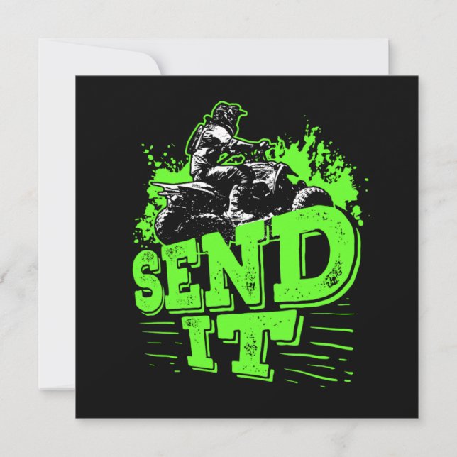 Invitación Envíalo en cuatro ruedas ATV Quad Bike Rider (Anverso)