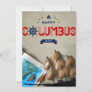 Invitación Enviar y Mapa Feliz Día de Columbus