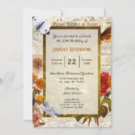 Invitación Ephemera Aesthetic Stylish Vintage Birday Party