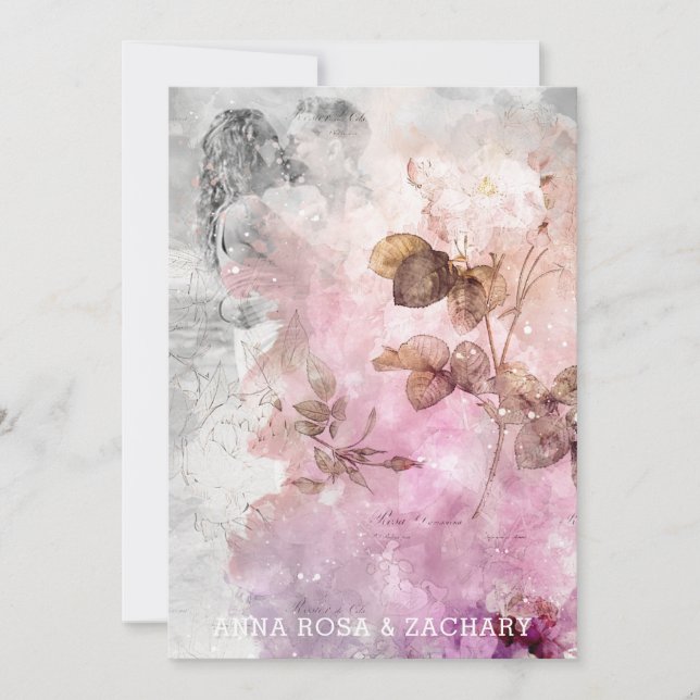 Invitación *~* Ephemera AR26 RSVP FOTO QR Vintage Wedding (Anverso)