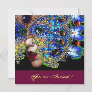 Invitación EPHEMERAL dulce 16 bola de máscaras, máscara azul