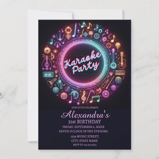 Invitación Epic 31 cumpleaños Fiesta de Karaoke (Anverso)