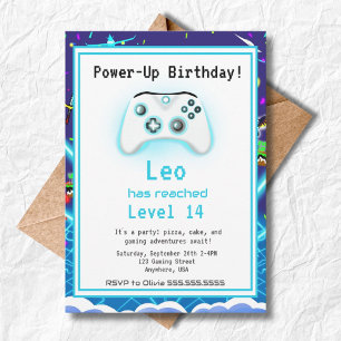 Invitación ¡Épic Gamer Feliz 14 Cumpleaños Invite A Un Golpe 