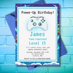 Invitación ¡Épic Gamer Feliz 15 cumpleaños invita a un golpe 
