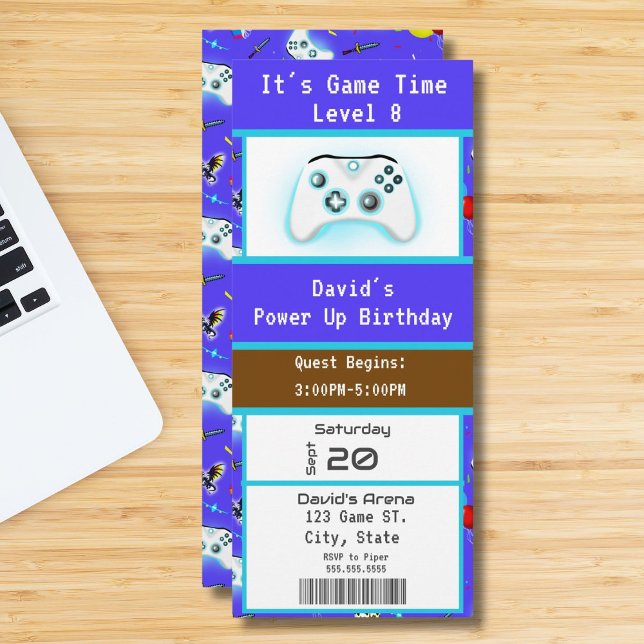 Invitación Epic Gamer Happy 8Birthday Ticket Invitado (Subido por el creador)