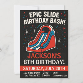 Invitación Epic Inflatable Slide Birthday Party Invitation