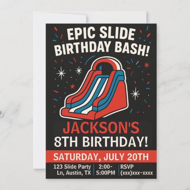 Invitación Epic Inflatable Slide Birthday Party Invitation (Anverso)