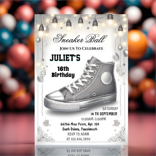 Invitación Epic Moda Zapato Chica Sweet 16 Sneaker Ball Cumpl