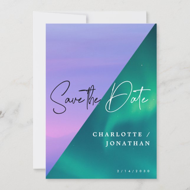 Invitación Epic Sky Save The Date Minimalista Boda (Anverso)