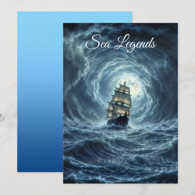 Invitación Epic tormenta barco de la aventura de la luna (Anverso / Reverso)