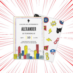 Invitación Épica de Superhéroes   Fiesta de Cómics