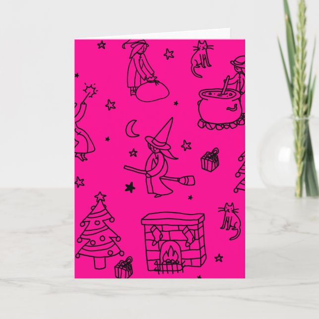 Invitación epifanía navidad bruja befana rosa (Anverso)