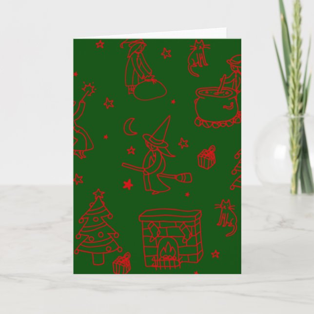 Invitación epifanía navidad bruja befana verde (Anverso)