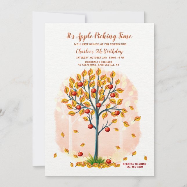 Invitación Época de recolección de manzanas (Anverso)