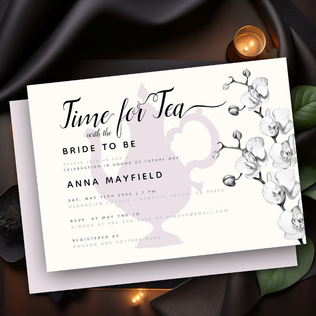 Invitación Época moderna del Boho Blanco Orquídea Negra para  (Subido por el creador)