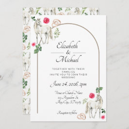 Invitación Equestrian Pink Floral Wedding Invitation