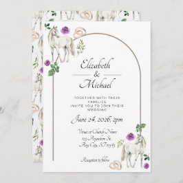 Invitación Equestrian Purple Floral Wedding Invitation