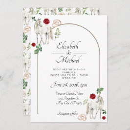 Invitación Equestrian Red Floral Wedding Invitation