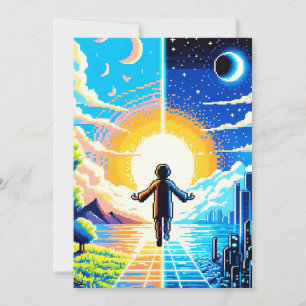 Invitación Equilibrio de mundos - Futurista tecnología de art