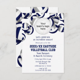 Invitación equipo azul gris colores voleibol temporada banque