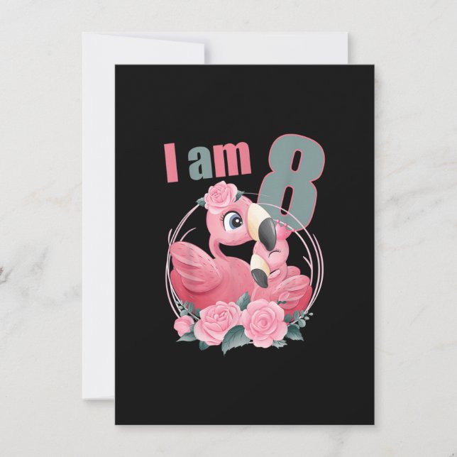 Invitación Equipo de 8 años de edad Niño chica Cute Flamin (Anverso)