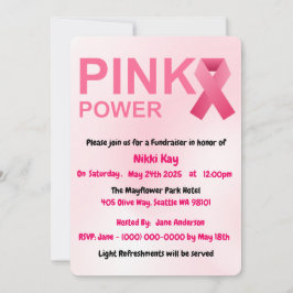 Invitación Equipo de apoyo al cáncer de mama Cinta rosa Perso